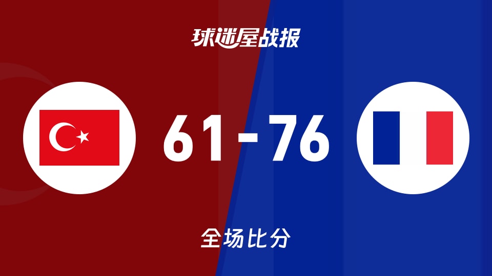 俱乐部友谊赛常规赛：法国女篮U20以76-61战胜土耳其女篮U20